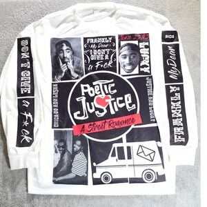 Poetic Justice Tupac Janet Jackson‎ Graphic Long Sleeve Shirt White Streetwear L